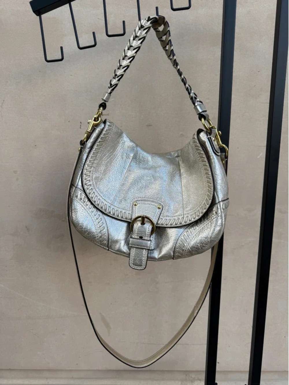 Coach whipstitch flip bag